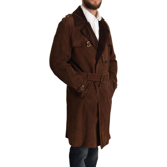 Dolce & Gabbana Classic Brown Leather Trench Coat brown-leather-long-trench-coat-men-jacket IMG_2803-1-ea106811-6fb.jpg