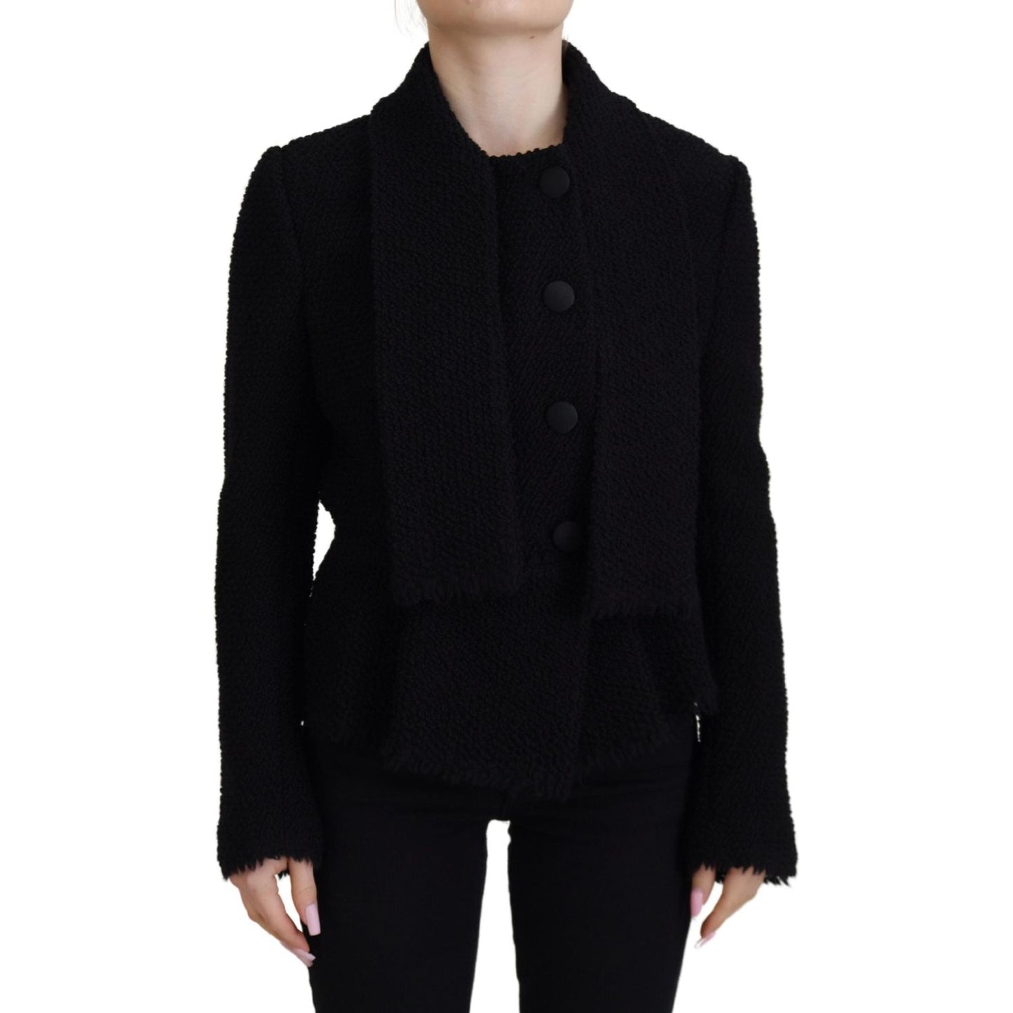 Dolce & Gabbana Elegant Double Breasted Wool-Silk Jacket black-wool-coat-blazer-wrap-jacket