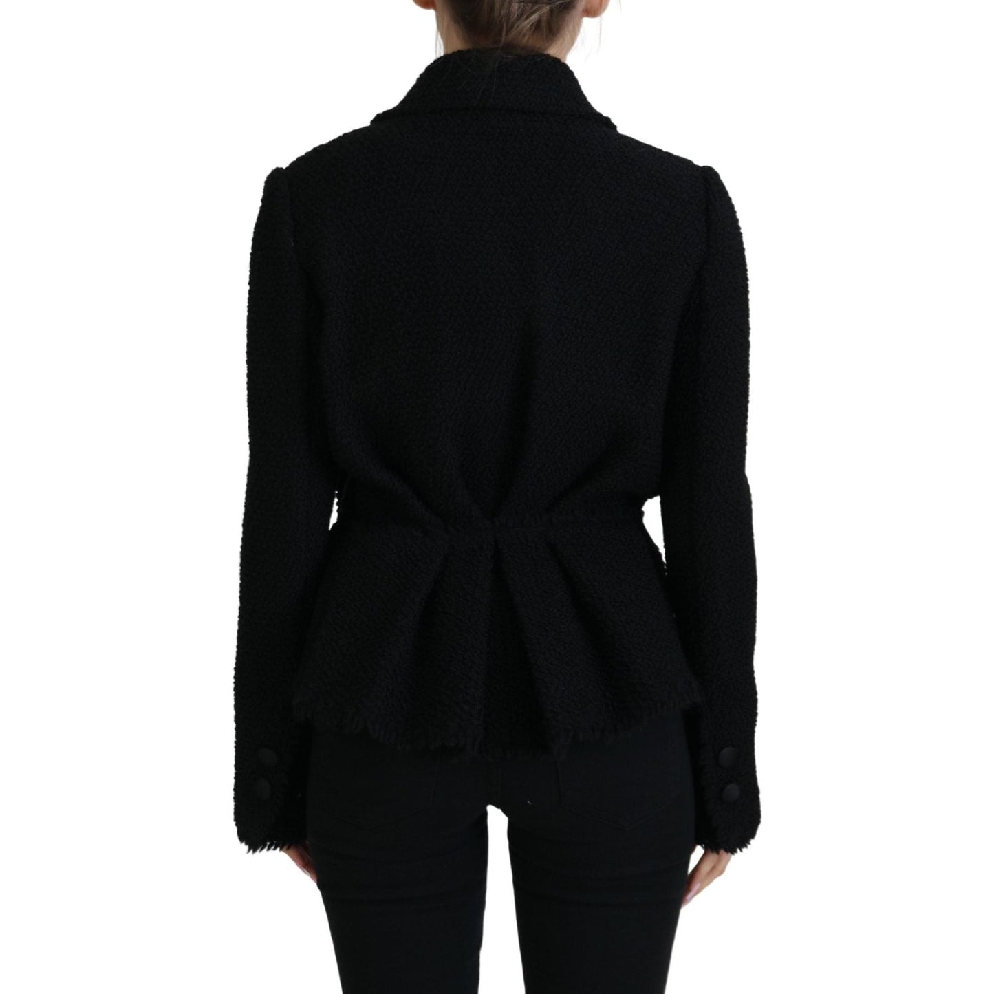 Dolce & Gabbana Elegant Double Breasted Wool-Silk Jacket black-wool-coat-blazer-wrap-jacket