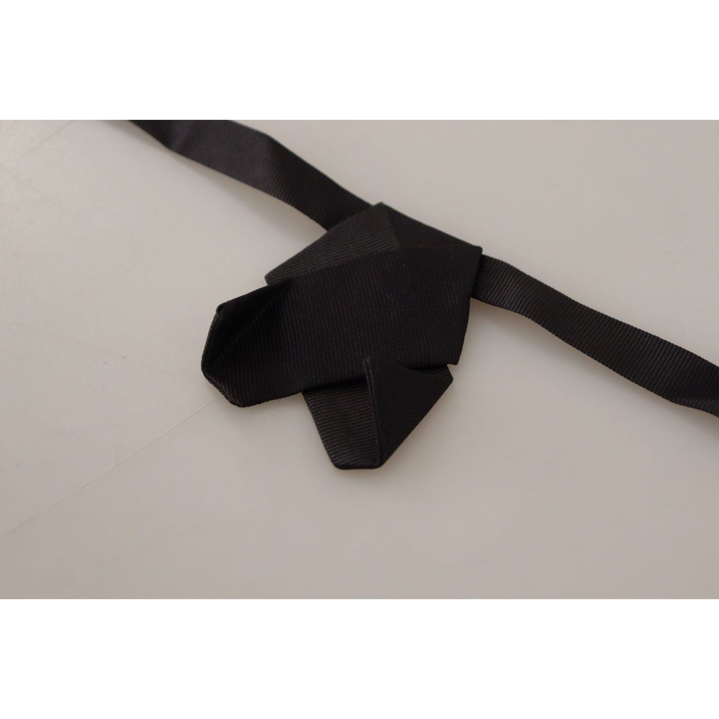 Dolce & Gabbana Elegant Black Silk Bow Tie black-100-silk-adjustable-neck-papillon-bow-tie-3