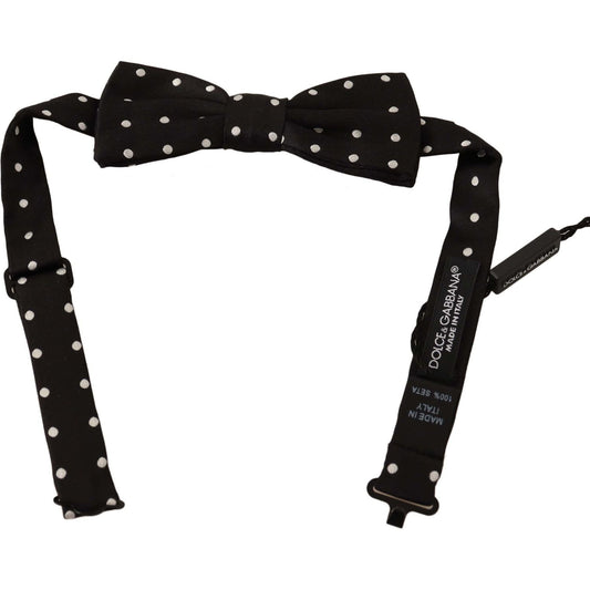 Dolce & Gabbana Elegant Black Polka Dot Silk Bow Tie Bow Tie black-white-polka-dot-silk-adjustable-neck-papillon-bow-tie-1