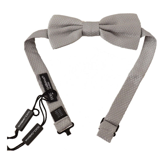 Dolce & Gabbana Elegant Silver Silk Bow Tie Bow Tie silver-gray-100-silk-adjustable-neck-papillon-bow-tie IMG_2886-scaled-8ac01414-ce3.jpg