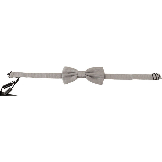 Dolce & Gabbana Elegant Silver Silk Bow Tie Bow Tie silver-gray-100-silk-adjustable-neck-papillon-bow-tie