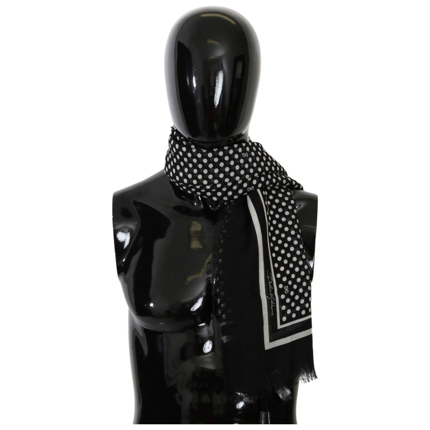 Dolce & Gabbana Elegant Black Silk Blend Polka Dotted Men's Scarf black-dotted-wrap-shawl-cashmere-scarf IMG_2922-d7a04744-f6d.jpg