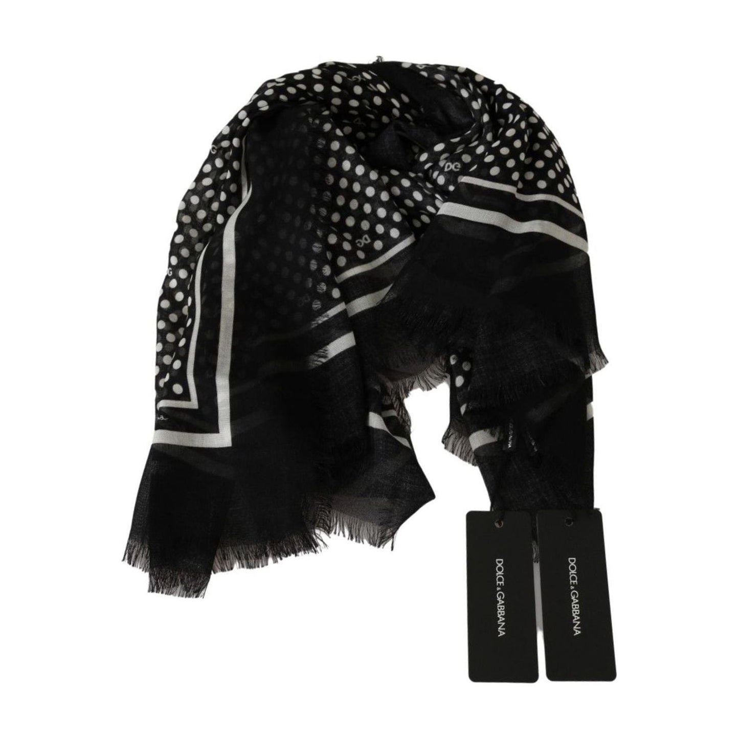 Dolce & Gabbana Elegant Black Silk Blend Polka Dotted Men's Scarf black-dotted-wrap-shawl-cashmere-scarf IMG_2928-45f96420-b6d.jpg