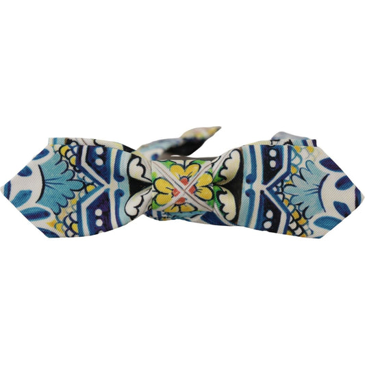 Dolce & Gabbana Majolica Print Silk Bow Tie multicolor-majolica-print-adjustable-papillon-bow-tie-2