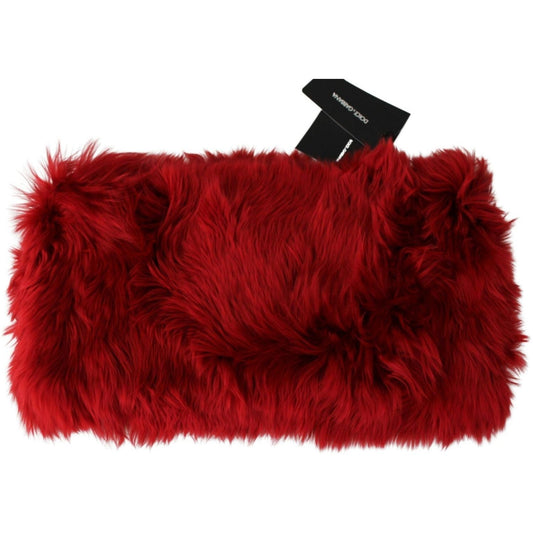 Dolce & Gabbana Elegant Red Alpaca Fur Neck Wrap Scarf red-alpaca-leather-fur-neck-wrap-shawl-scarf IMG_2965-scaled-ceb09bf1-db4.jpg