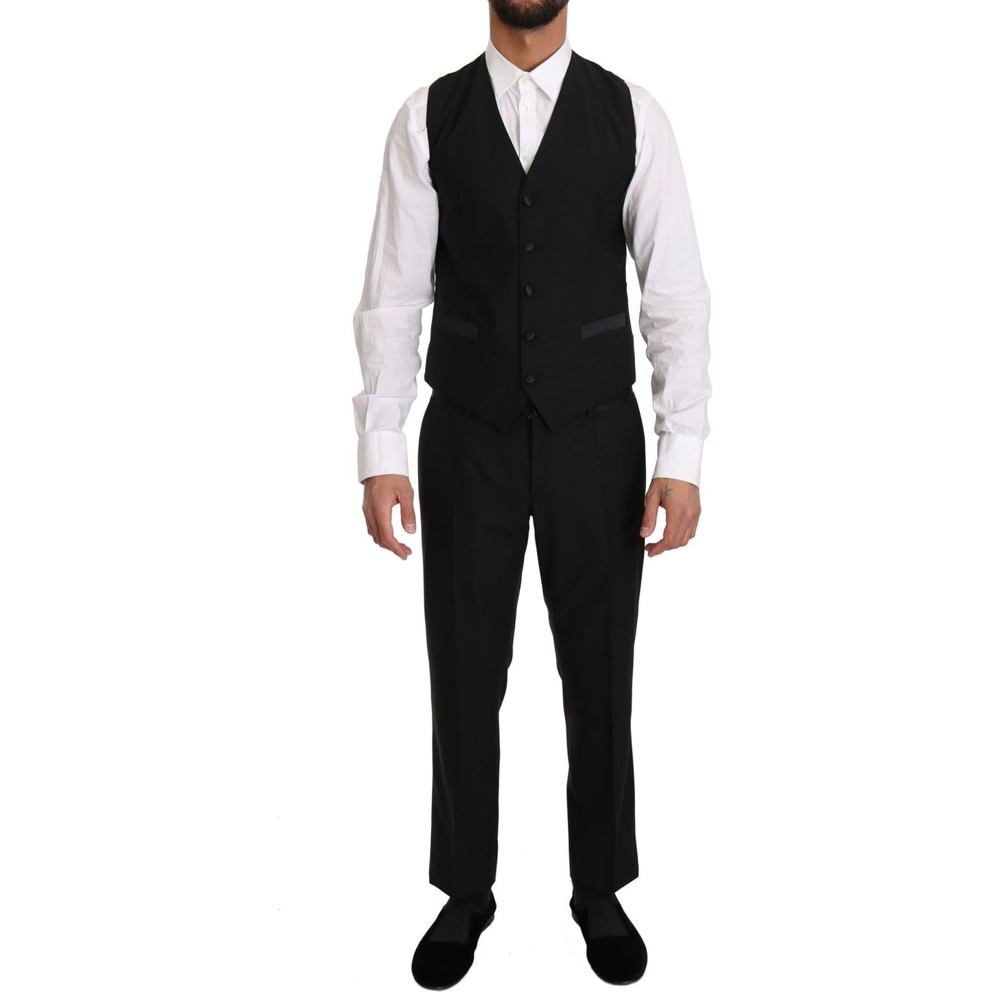 Dolce & Gabbana Sleek Black Slim Fit Formal Vest black-wool-dress-waistcoat-gillet-vest IMG_2983-scaled-35ac15c7-d8f.jpg