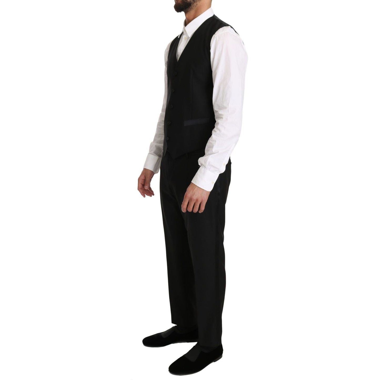 Dolce & Gabbana Sleek Black Slim Fit Formal Vest black-wool-dress-waistcoat-gillet-vest IMG_2984-scaled-3fa8909b-b87.jpg