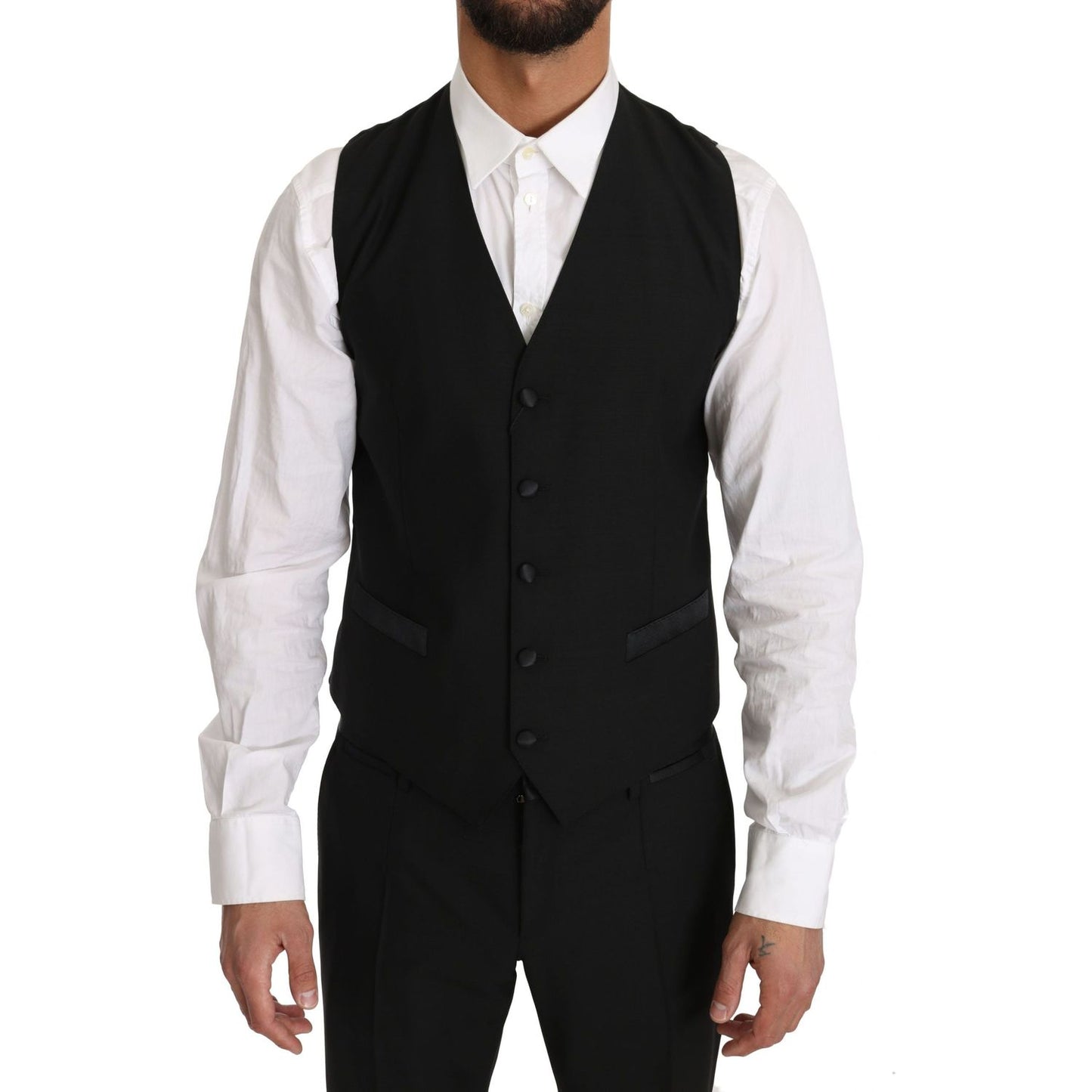 Dolce & Gabbana Sleek Black Slim Fit Formal Vest black-wool-dress-waistcoat-gillet-vest IMG_2986-scaled-a4ee20be-dff.jpg
