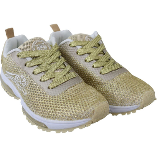 Plein Sport Exquisite Gold Polyester Sport Sneakers gold-polyester-gretel-sneakers-shoes