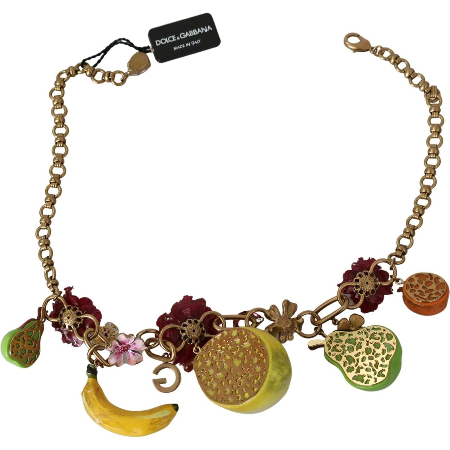 Dolce & Gabbana Crystal Embellished Floral Charm Necklace Necklace fruit-pendants-flowers-crystal-dg-logo-gold-brass-necklace IMG_2998-90e91d62-6a6.jpg