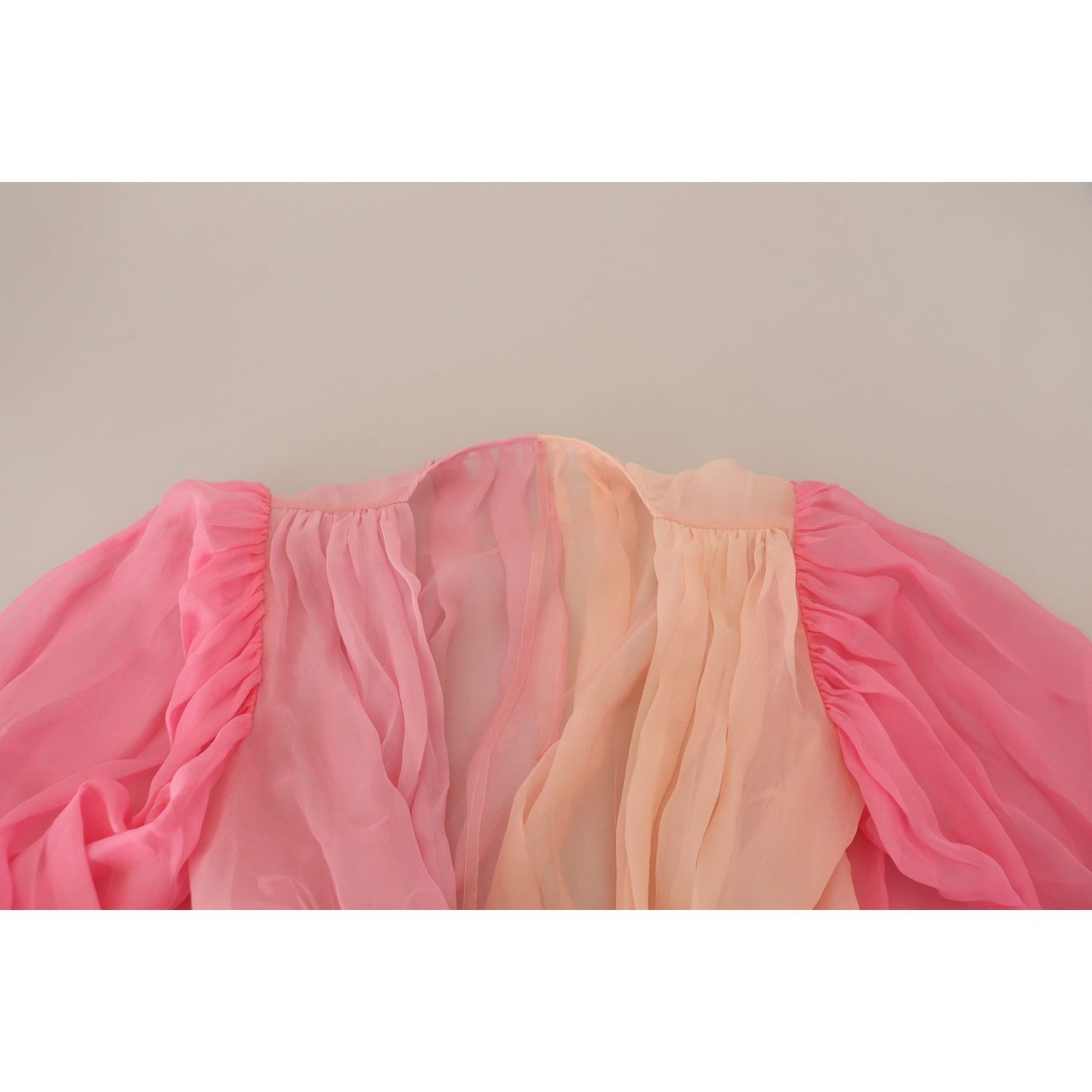 Dolce & Gabbana Silk V-Neckline Wrap Blouse in Pink pink-silk-wrap-long-sleeves-blouse-top