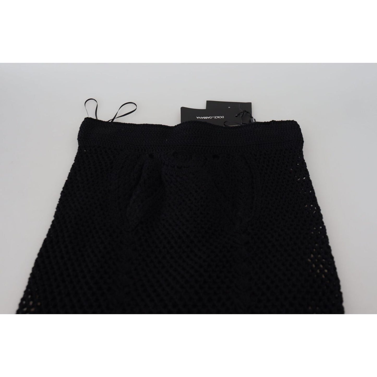 Dolce & Gabbana Elegant High Waist Mermaid Maxi Skirt black-knitted-cotton-high-waist-mermaid-skirt