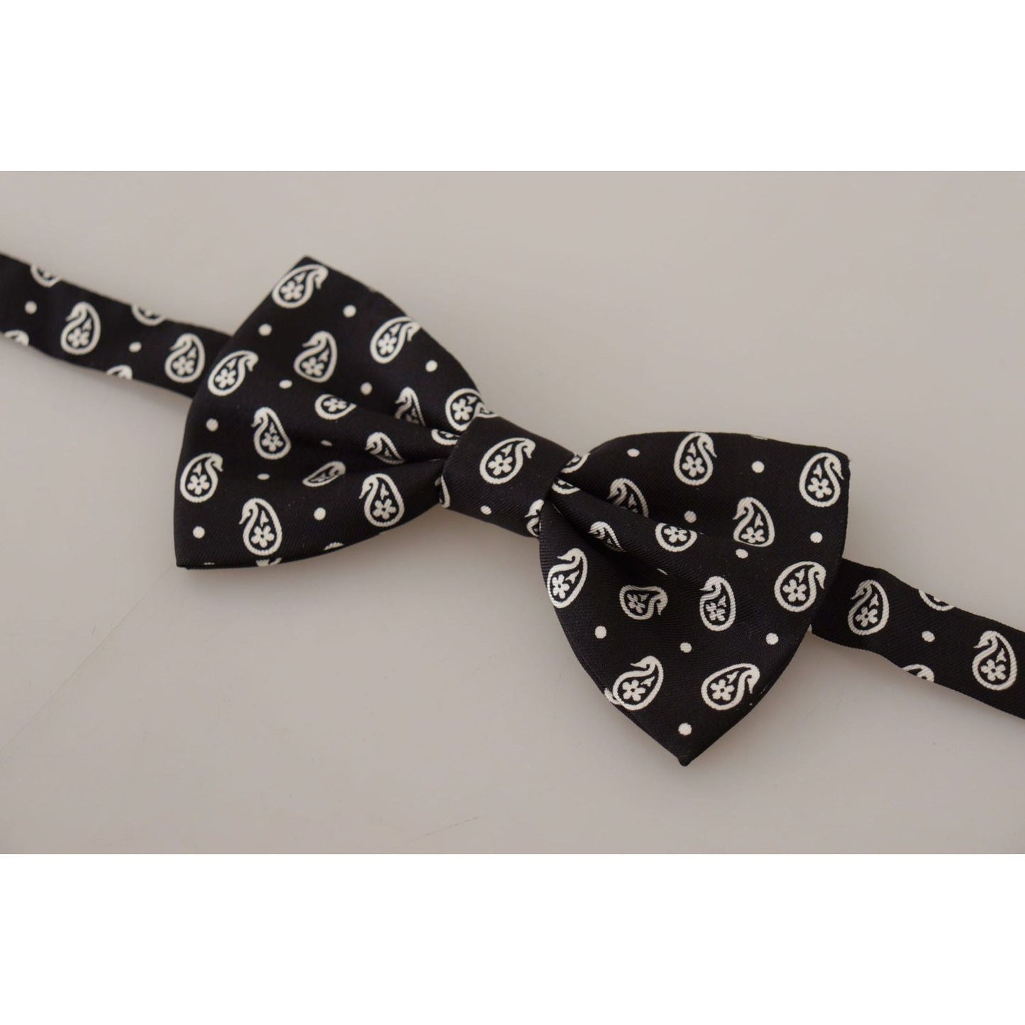 Dolce & Gabbana Elegant Black Silk Bow Tie black-fantasy-pattern-adjustable-neck-papillon-bow-tie-3
