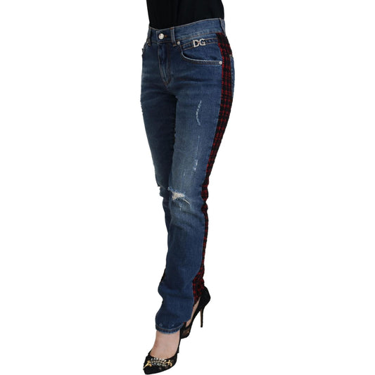Dolce & Gabbana Elevated Elegance Checkered Back Denim Pants Jeans & Pants blue-checkered-back-skinny-denim-jeans