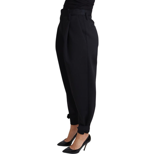 Dolce & Gabbana Elegant High-Waist Cropped Trousers black-cropped-dress-high-waist-polyester-pants