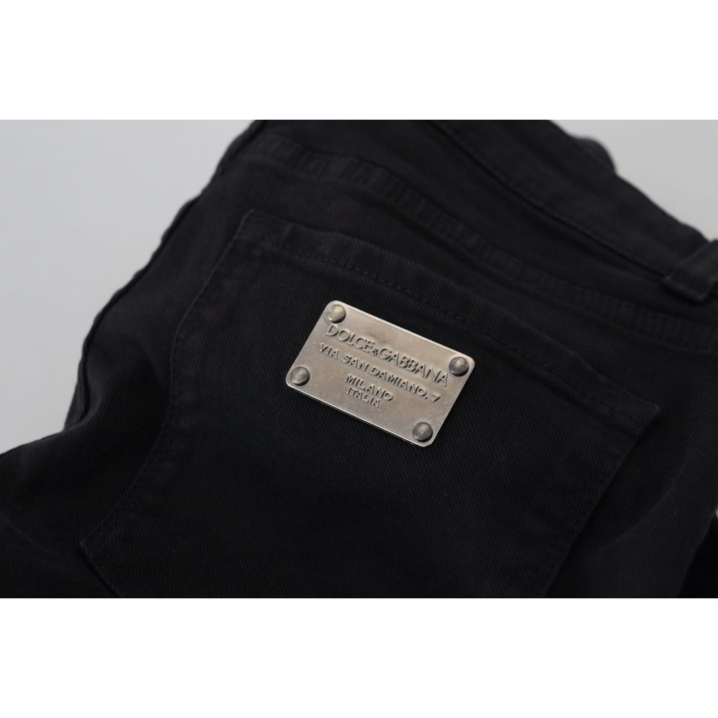 Dolce & Gabbana Elegant Black Denim Pants black-cotton-skinny-mid-waist-denim-jeans