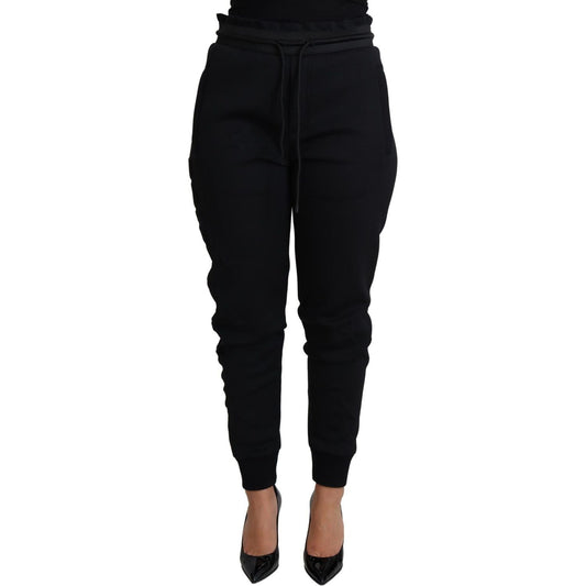 Dolce & Gabbana Elegant Black Jogger Trousers with Iconic Logo black-polyester-neoprene-jogger-trouser-pants