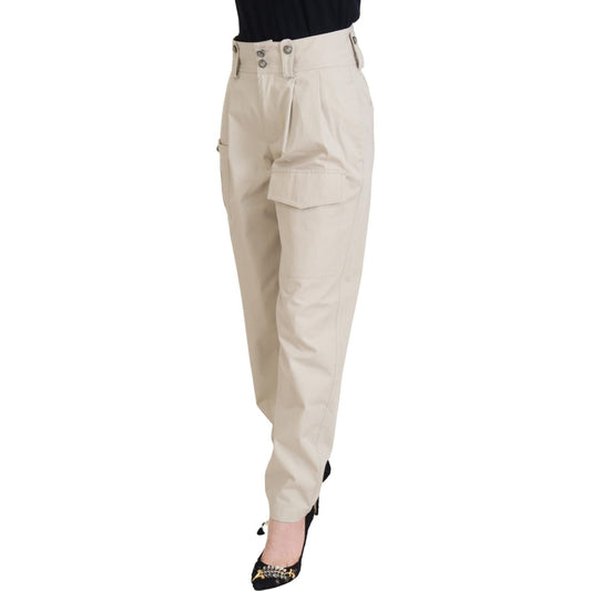 Dolce & Gabbana Chic Beige Cotton Trousers for Elegant Comfort beige-high-waist-women-pants IMG_3135-scaled-c5f098c6-10f.jpg
