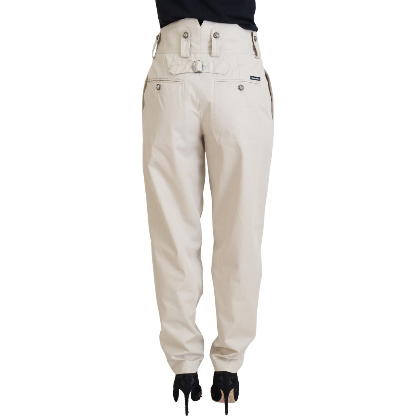 Dolce & Gabbana Chic Beige Cotton Trousers for Elegant Comfort beige-high-waist-women-pants IMG_3136-scaled-9759cba0-bac.jpg