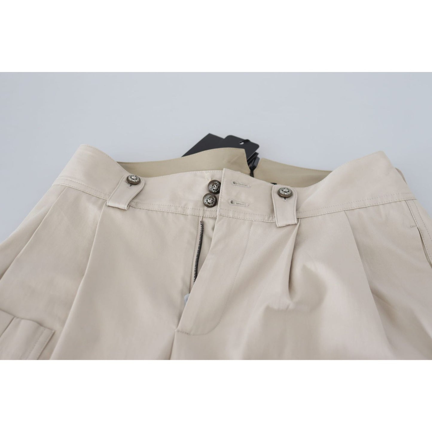 Dolce & Gabbana Chic Beige Cotton Trousers for Elegant Comfort beige-high-waist-women-pants