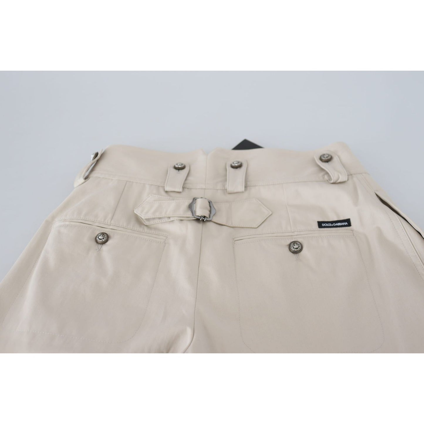 Dolce & Gabbana Chic Beige Cotton Trousers for Elegant Comfort beige-high-waist-women-pants