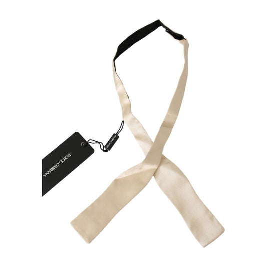Dolce & Gabbana Elegant Beige Silk Bowtie Necktie beige-slim-skinny-men-necktie-100-silk-tie