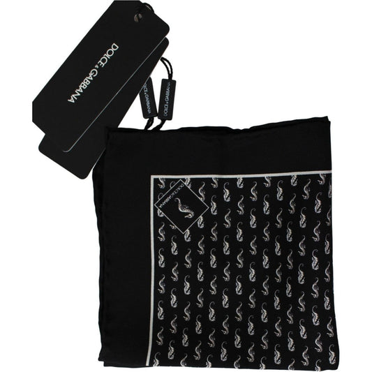 Dolce & Gabbana Elegant Black Silk Seahorse Scarf scarf-black-seahorse-print-silk-handkerchief IMG_3167-scaled-d9373f46-afc.jpg