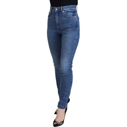 Dolce & Gabbana Chic Blue Denim Pants – Elegance Meets Comfort blue-cotton-skinny-high-waist-denim-jeans-1