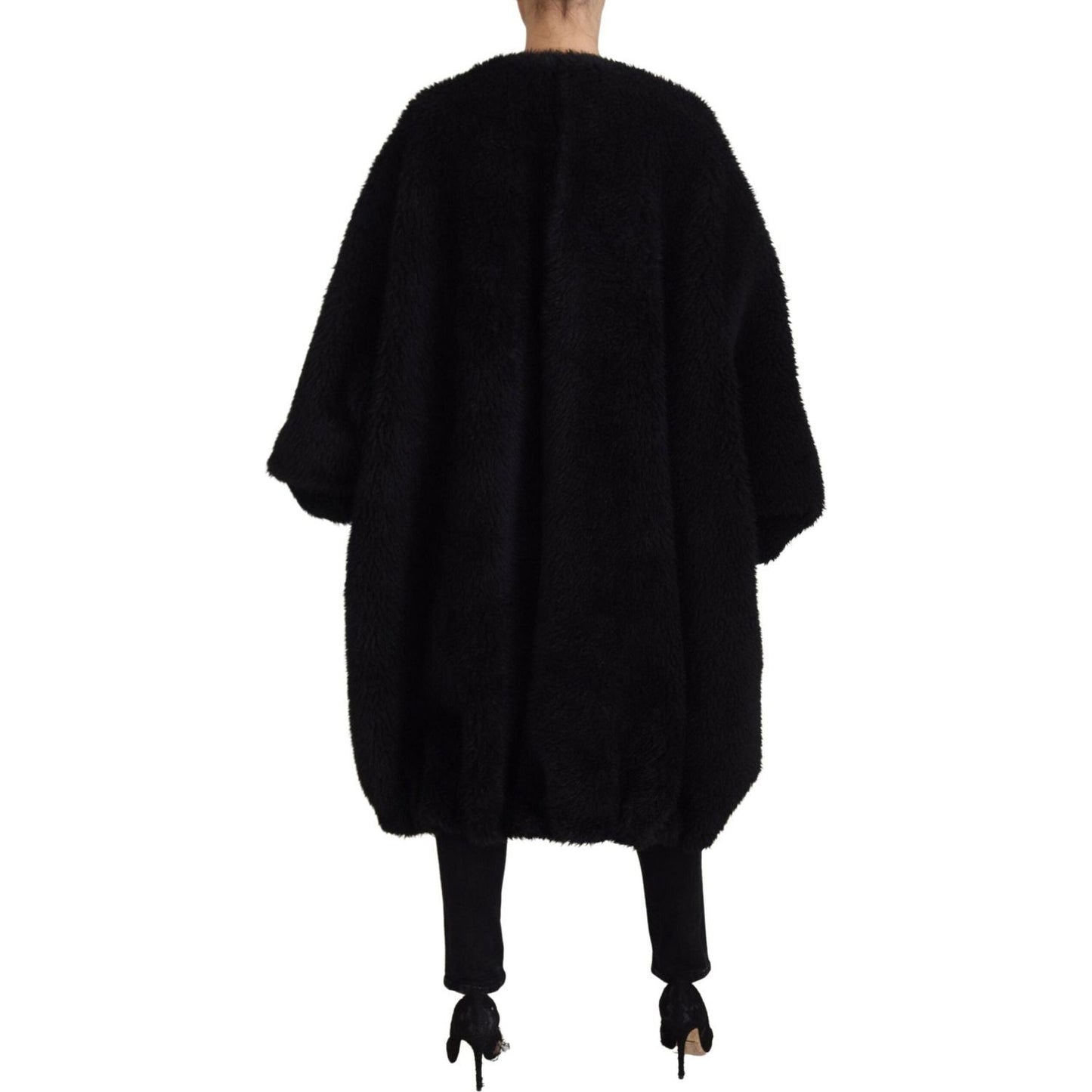 Dolce & Gabbana Elegant Black Cashmere Blend Overcoat Jacket black-cashmere-blend-faux-fur-coat-jacket