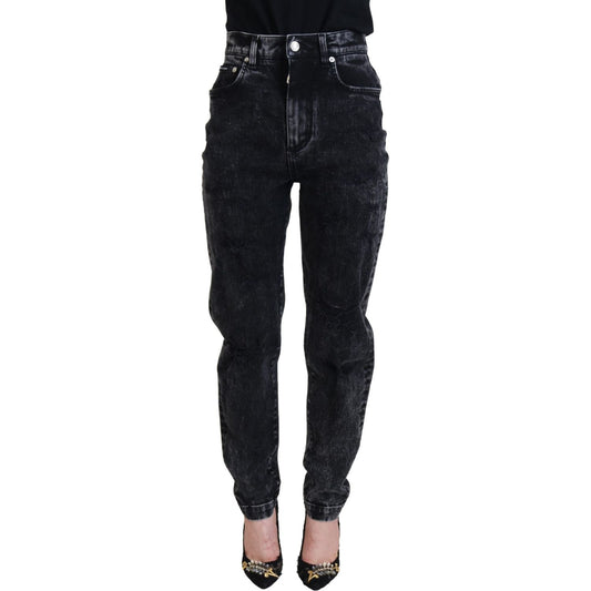 Dolce & Gabbana Elegant Black Denim Pants black-washed-cotton-high-waist-denim-jeans-1