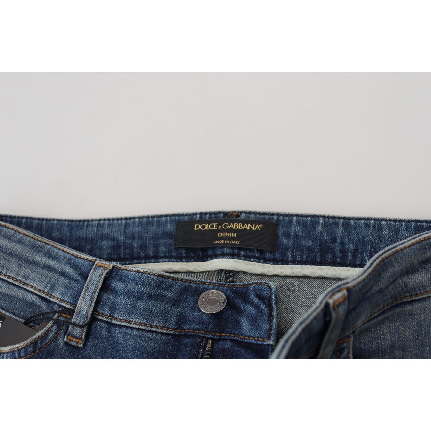 Dolce & Gabbana Elegant Tattered Denim Pants – Chic Casualwear blue-washed-cotton-tattered-denim-jeans