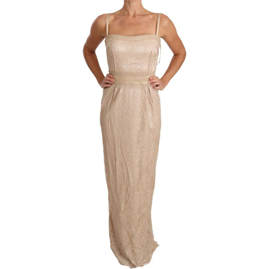 Dolce & Gabbana Elegant Beige Sheath Floor-Length Dress beige-lace-spaghetti-strap-sheath-dress IMG_3244-scaled-dbf8fa9f-ce1.jpg