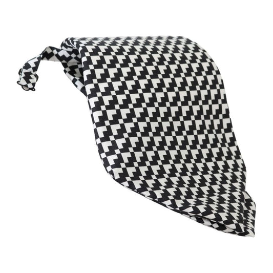 Dolce & Gabbana Elegant Black Patterned Silk Tie black-patterned-mens-necktie-100-silk-tie Necktie IMG_3259-1aec9b8c-7e0.jpg