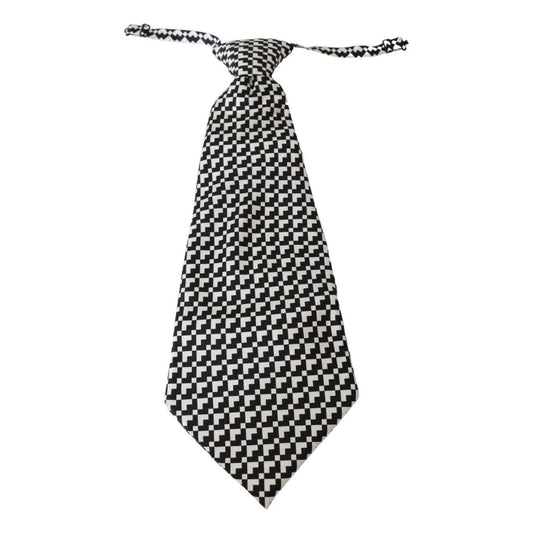 Dolce & Gabbana Elegant Black Patterned Silk Tie Necktie black-patterned-mens-necktie-100-silk-tie