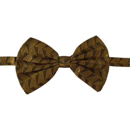Dolce & Gabbana | Gold Fantasy Print Adjustable Neck Papillon Bow Tie  | McRichard Designer Brands