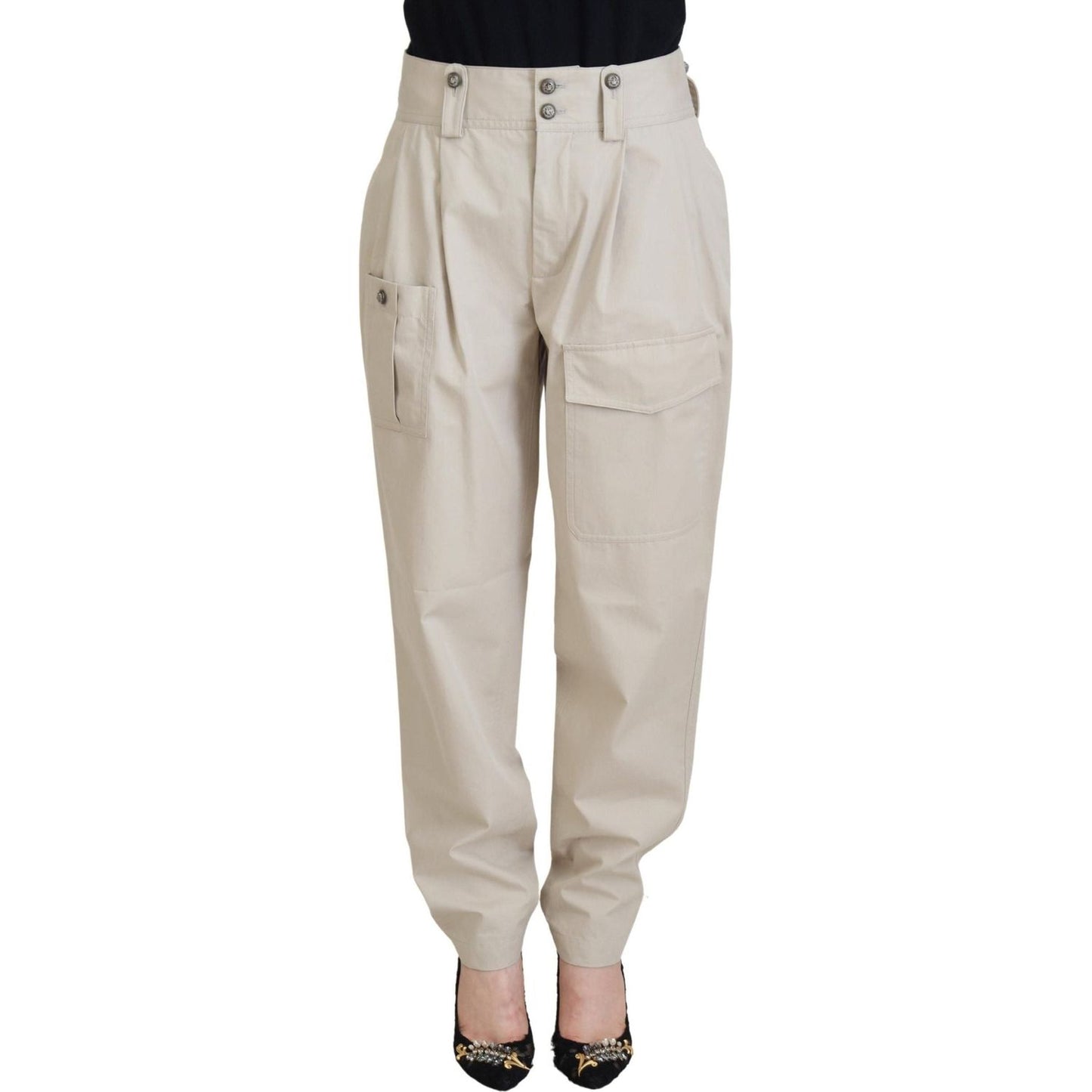 Dolce & Gabbana Elegant Beige Cotton Trousers Jeans & Pants beige-cotton-women-cargo-pants