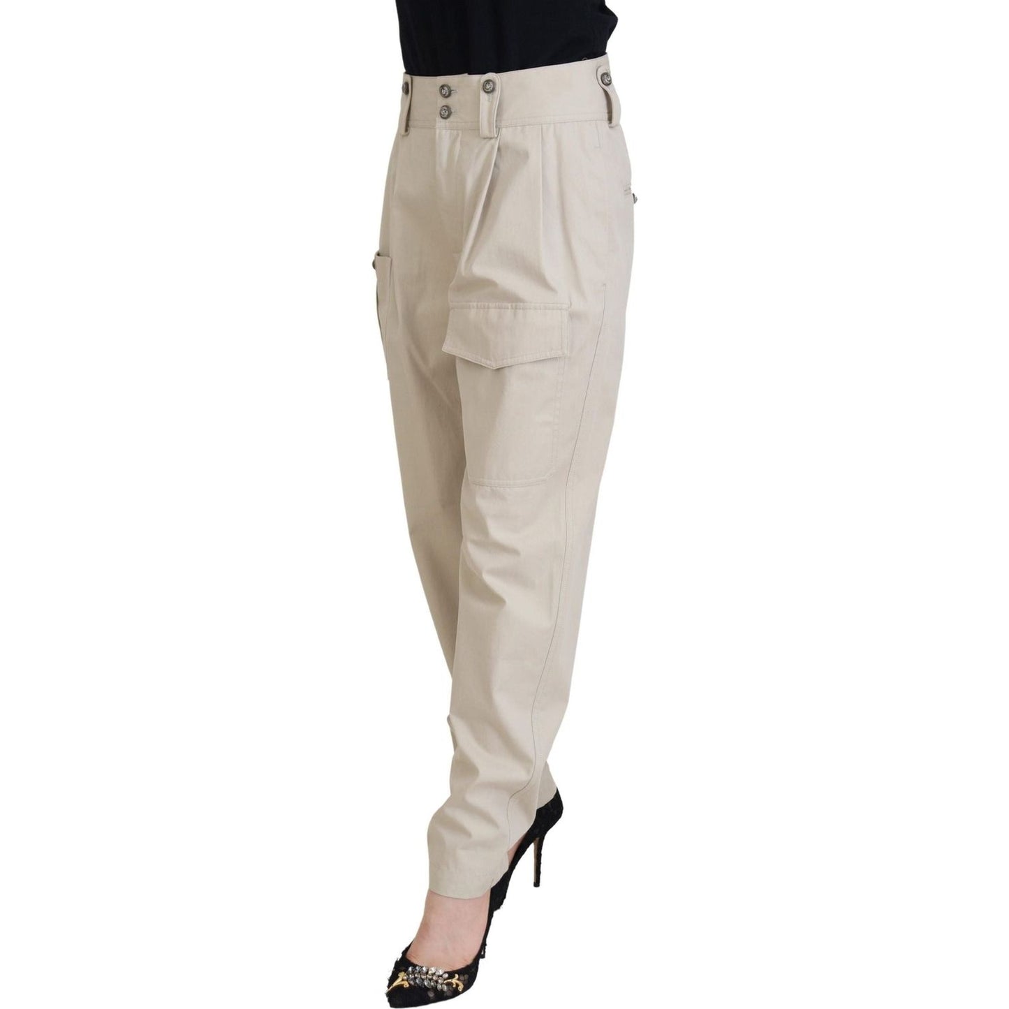 Dolce & Gabbana Elegant Beige Cotton Trousers beige-cotton-women-cargo-pants Jeans & Pants IMG_3291-scaled-76c10d4b-60a.jpg