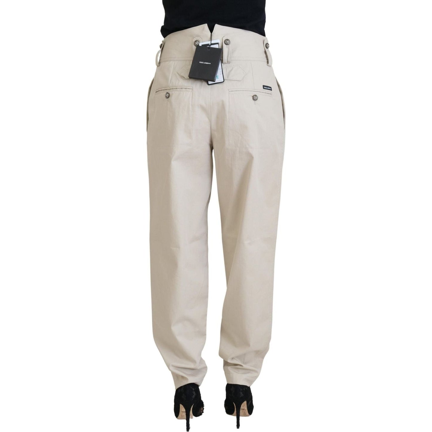 Dolce & Gabbana Elegant Beige Cotton Trousers beige-cotton-women-cargo-pants Jeans & Pants IMG_3292-scaled-f89cd123-7aa.jpg