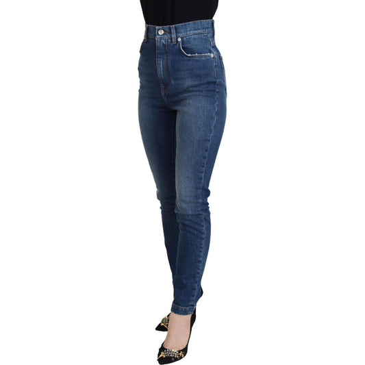 Dolce & Gabbana Elegant Blue Denim Pants - Tailored Fit blue-cotton-high-waist-skinny-denim-jeans-2