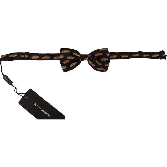 Dolce & Gabbana Black Orange Car Print Silk Bow Tie black-orange-car-print-adjustable-neck-papillon-bow-tie