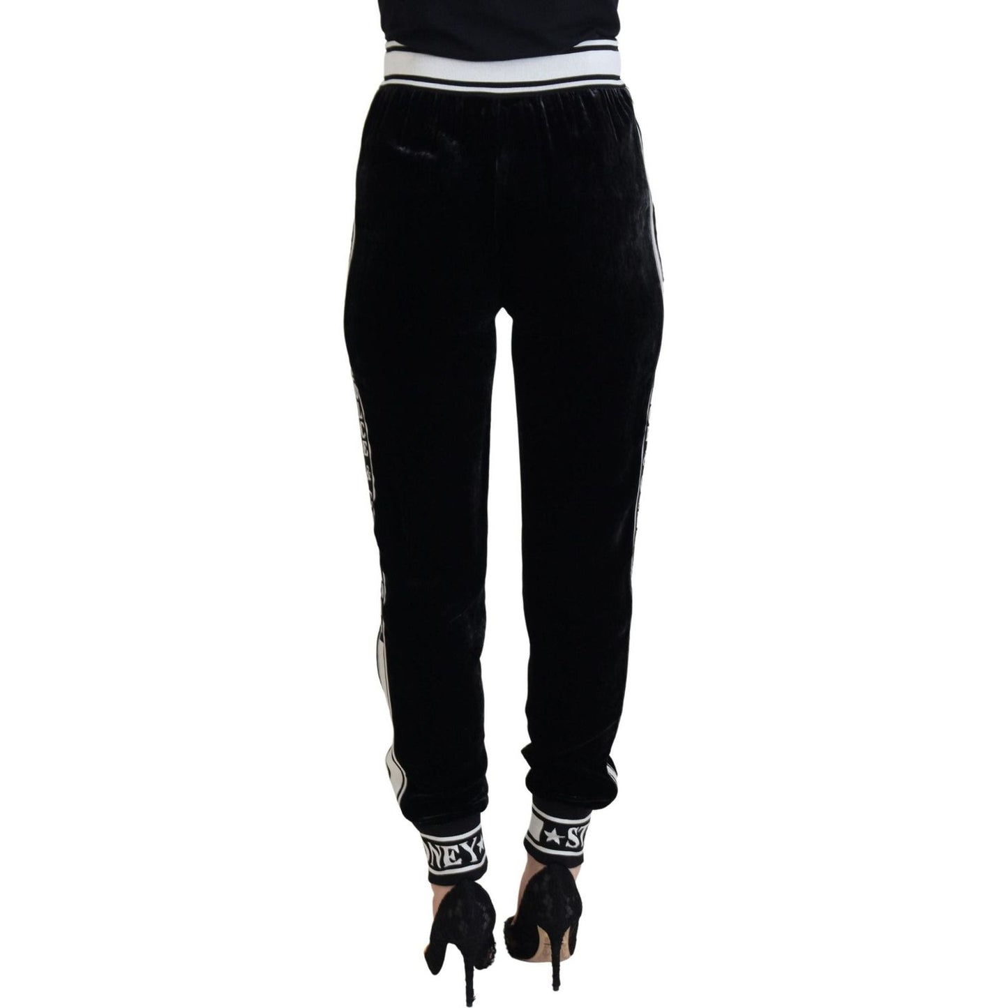 Dolce & Gabbana Elegant Velvet Pants - Timeless Black Luxury black-dg-logo-velvet-trouser-pants
