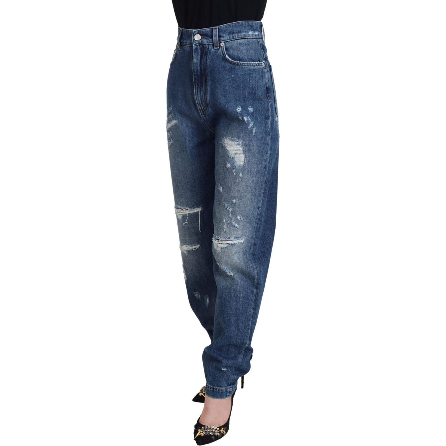 Dolce & Gabbana Elegant Tattered Denim Jeans blue-washed-cotton-tattered-denim-jeans-2