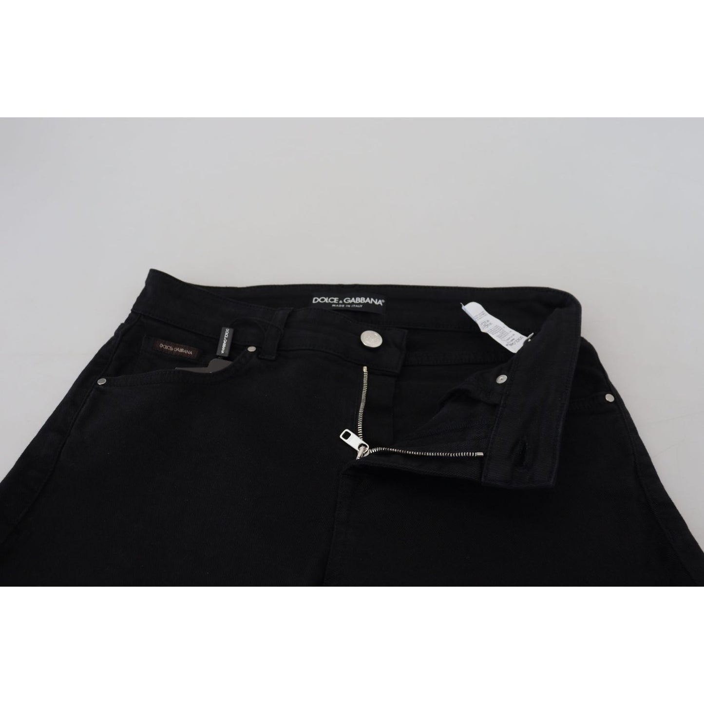 Dolce & Gabbana Elegant Black Denim Pants black-cotton-skinny-mid-waist-denim-jeans-1