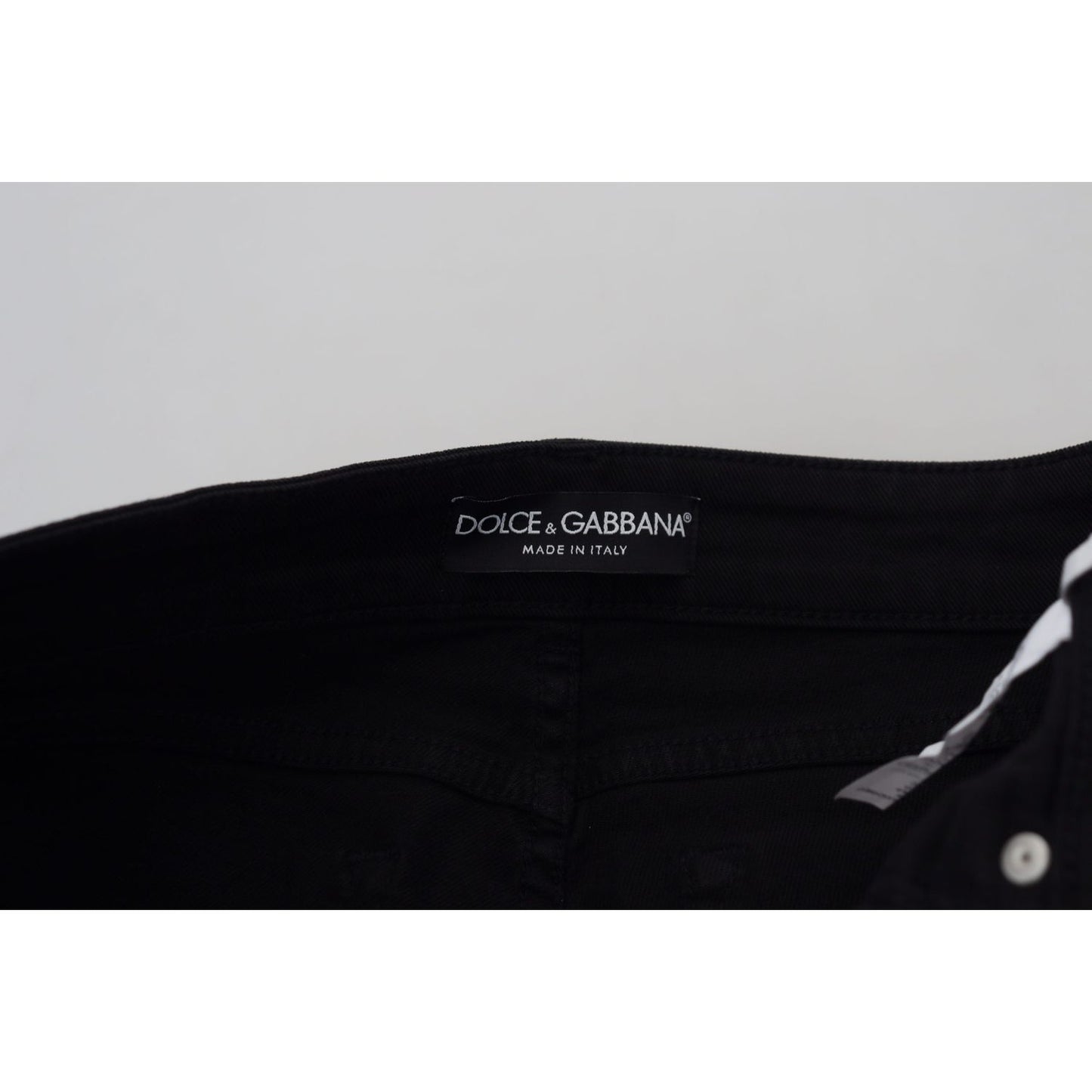 Dolce & Gabbana Elegant Black Denim Pants black-cotton-skinny-mid-waist-denim-jeans-1