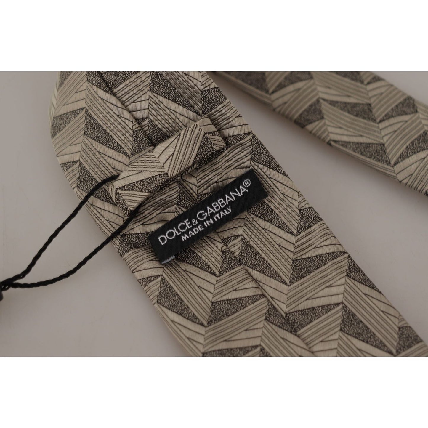 Dolce & Gabbana Stunning Beige Silk Bow Tie beige-fantasy-pattern-adjustable-necktie-accessory-tie