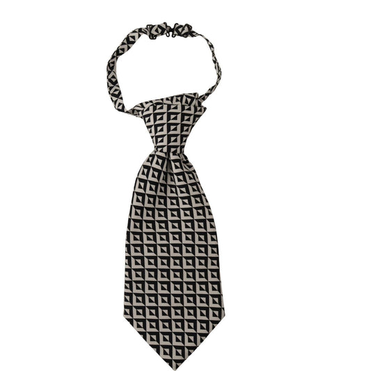 Dolce & Gabbana Elegant Silk Black Tie for the Dapper Gentleman black-white-geometric-100-silk-adjustable-accessory-tie