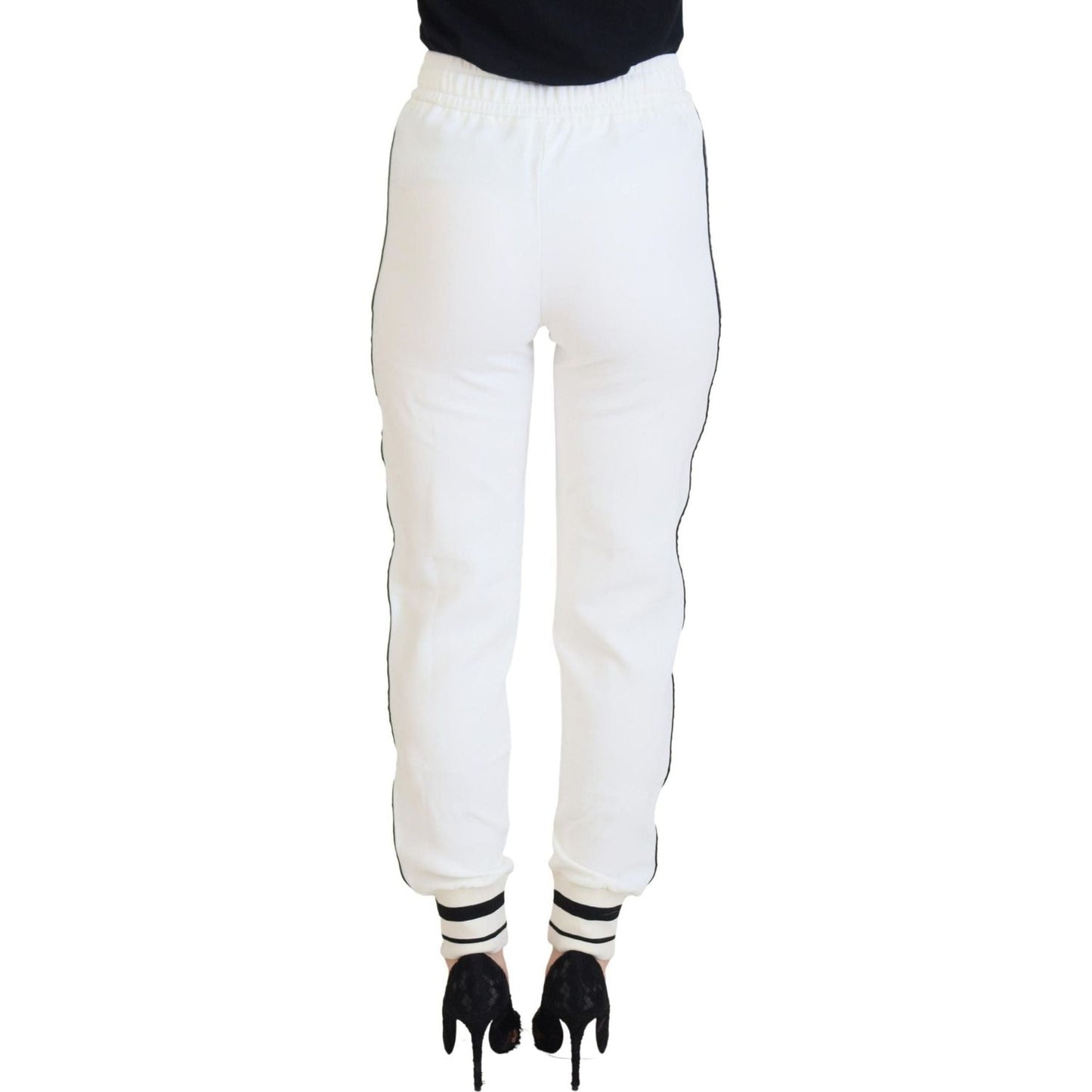 Dolce & Gabbana Chic White Jogger Pants for Elevated Comfort white-dg-logo-sweatpants-pants
