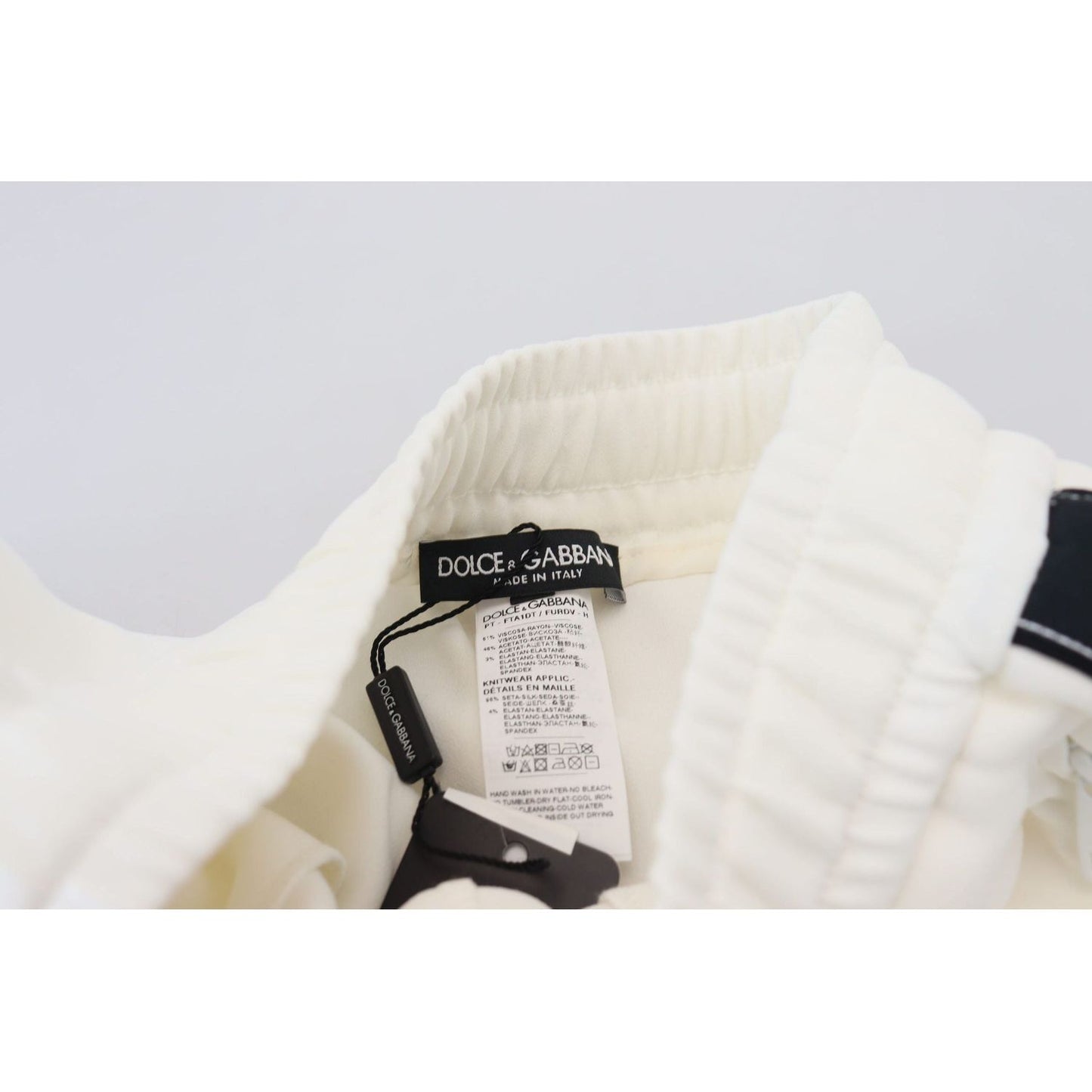 Dolce & Gabbana Chic White Jogger Pants for Elevated Comfort white-dg-logo-sweatpants-pants